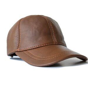 Leather Cap 100% Real Unisex Leather Baseball Cap Sports Visor Adjustable